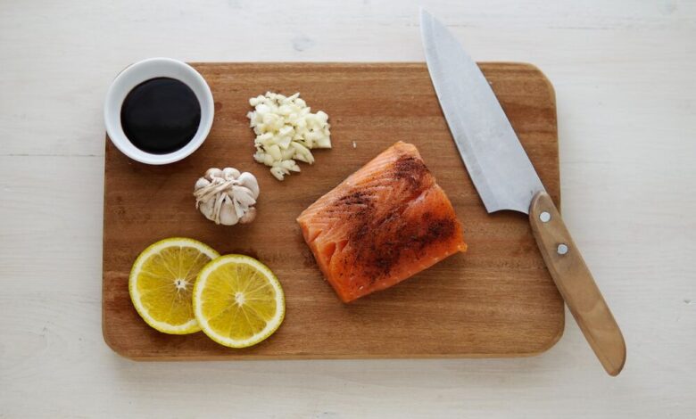 salmon skewers in beer glaze