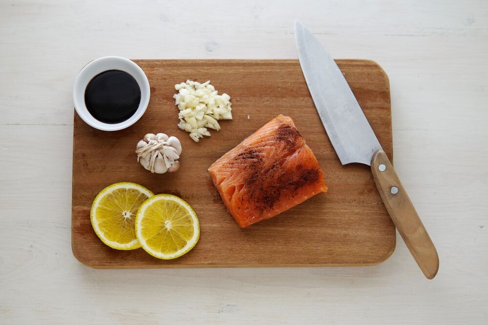 salmon skewers in beer glaze