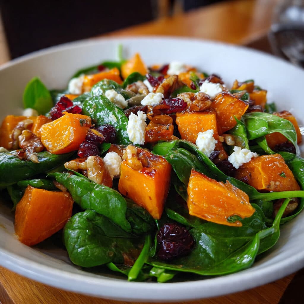 Spinach Salad with Maple Roasted Butternut