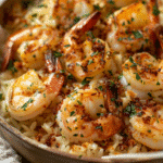 Garlic Butter Shrimp Rice Bake